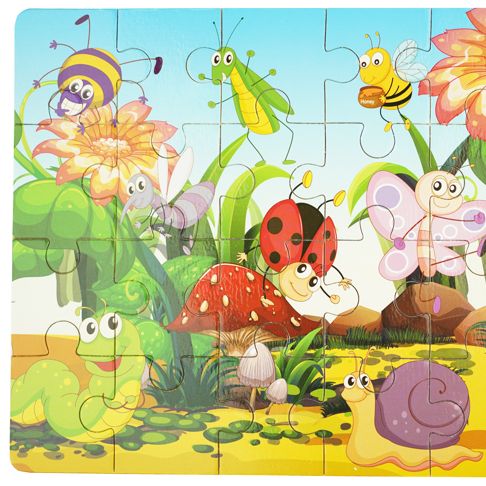 Kolorowa układanka puzzle dla dzieci 40 el. łąka owady
